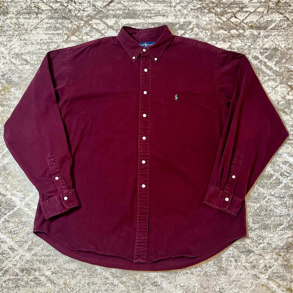 Men's Burgundy Button-Down Shirt